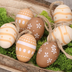 Jajka zawieszki Pisanki brąz krem  9szt