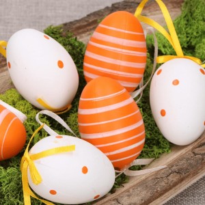 Jajka zawieszki pisanki plastikowe pomarańczowe 6szt