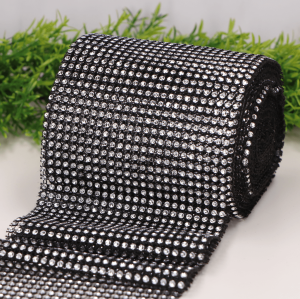 Taśma ozdobna z cyrkoniami czarna 12cm x 10Y
