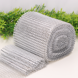 Taśma ozdobna z cyrkoniami srebrna 12cm x 10Y