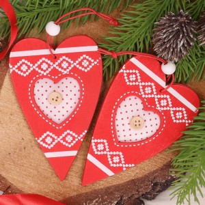 Zawieszka czerwona serce 10,5cm 2szt