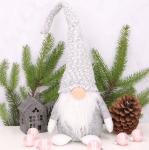 Skrzat gnom świąteczny z brodą szary 50cm