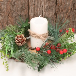 Wianek świąteczny z szyszkami i jarzębiną 30cm