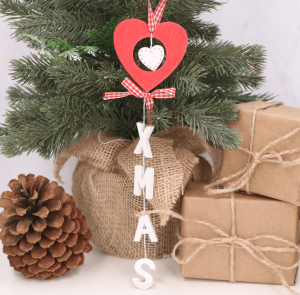 Zawieszka czerwona serce girlanda XMAS 37cm 2szt