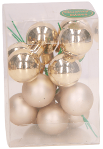 Bombki z drucikami 12 szt. 25mm szampański