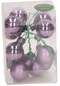 Bombki z drucikami 12 szt. 25mm fiolet