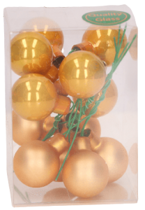 Bombki z drucikami 12 szt. 25mm żółty