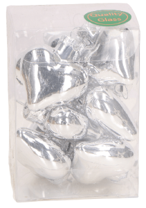 Bombki szklane SERCA 40mm Zawieszka srebro