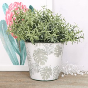 Metalowa doniczka osłonka liście monstery 12cm