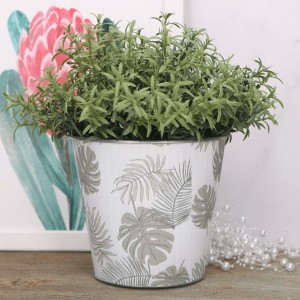 Metalowa doniczka osłonka liście monstery 13cm 