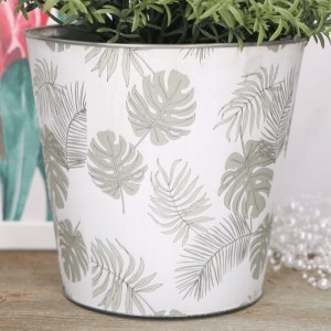 Metalowa doniczka osłonka liście monstery 19cm   