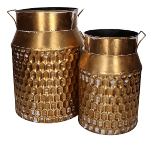 Osłonka metalowa złota baniak z uchwytami 2szt