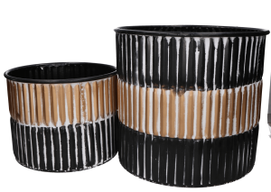 Osłonka metalowa złoto-czarna w prążki 3szt