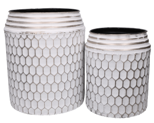 Osłonka metalowa biało-srebrna ze wzorem 2szt