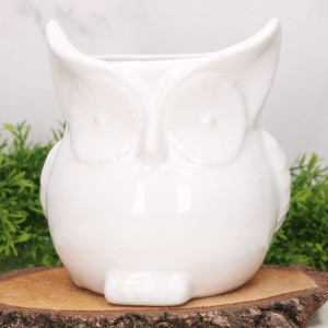 Osłonka ceramiczna sowa biała 14cm