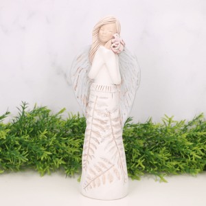 Anioł aniołek gipsowy "Paprocie" 26,5cm