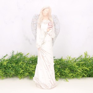 Anioł aniołek gipsowy z różą 31cm