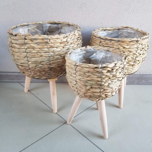 Osłonki plecione kwietnik boho na nóżkach 3szt.