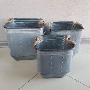 Osłonki metalowe szare z uchwytami ze sznurka 3szt. 