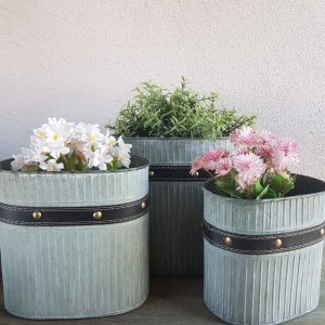 Osłonki metalowe w prążki z paskiem zieleń 3szt. 