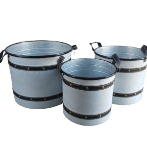 Osłonki metalowe okrągłe szare z paskiem 3szt. 