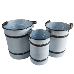 Osłonki metalowe okrągłe szare z  paskiem 3szt. 