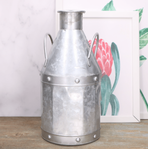 Metalowy baniak wazon z uchwytami stalowy 32cm