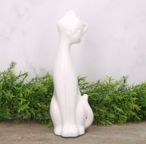 Kot ceramiczny biały szkliwiony 25cm