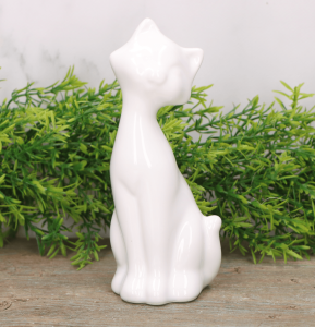 Kot ceramiczny biały szkliwiony 16cm
