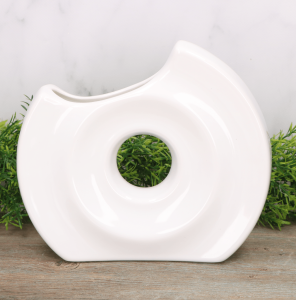 Wazon ceramiczny "Koło scięte" szkliwo białe 19cm