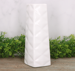 Wazon ceramiczny "Karo" szkliwo białe 25cm