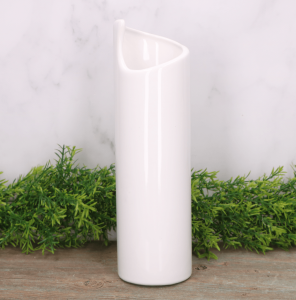 Wazon ceramiczny "Tuba mini" szkliwo białe 28cm 