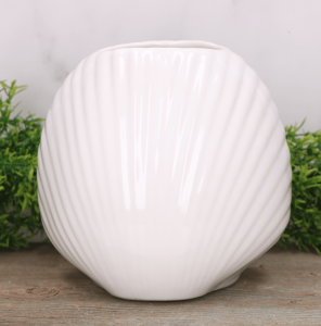 Wazon ceramiczny "Shell" szkliwo białe 17cm