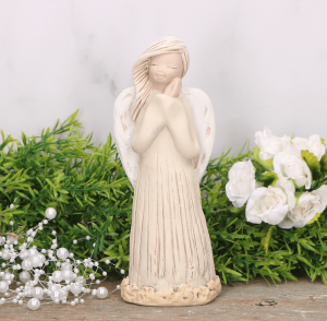 Anioł aniołek gipsowy złożone ręce krem 17cm   