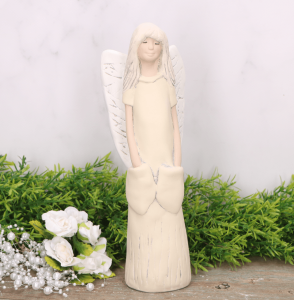 Anioł aniołek gipsowy z kieszeniami krem 25cm