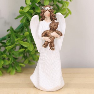 Figurka Aniołek z misiem upominek komunia 9,5cm   