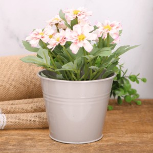 Osłonka metalowa wiaderko pastelowe ciemny beż błysk 10cm