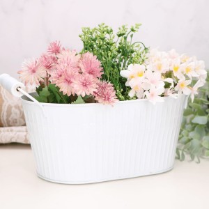 Osłonka z uchwytami metalowa owalna biała 11cm