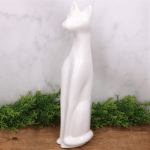 Kot "syjamski duży" figurka szkliwiona biel 44cm