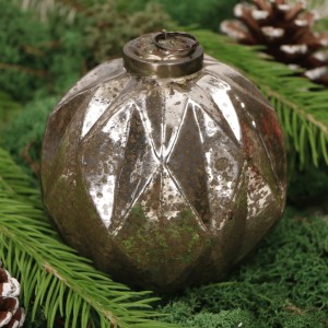 Bombka szklana "diamond" srebrna glamour 10cm 