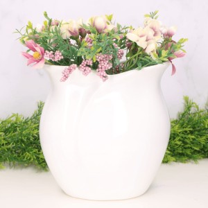 Wazon "Tulipan szeroki duży" ceramiczny biały 22cm