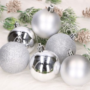 Bombki plastik zestaw srebrne 60mm 12szt.   