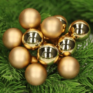 Bombki na druciku złote mat+błysk 25mm 12szt.