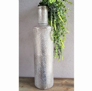 Metalowy Wazon srebrny osłonka na kwiaty 67cm  