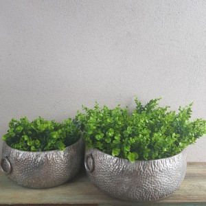 Osłonka Donica Metalowa na Kwiaty srebrna 2szt