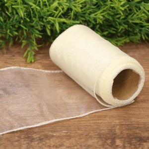 Organza na rolce tkanina tiul kremowa 10cm