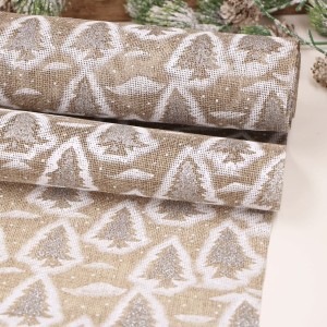 Płótno juta materiał wzorek świąteczny choinka 48cm 4,5m  