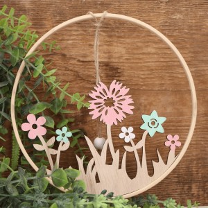 Wiosenna zawieszka pastelowa kwiatki drewniana 20cm