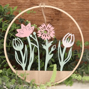 Wiosenna zawieszka pastelowa kwiatki drewniana 20cm 