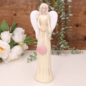 Aniołek ślubny z sercem żółty 28cm   